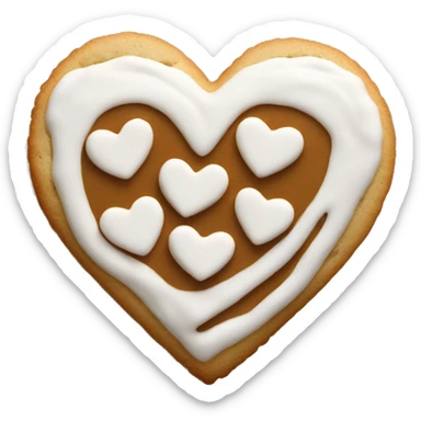 Singular heart shaped cookie with white frosting sticker
