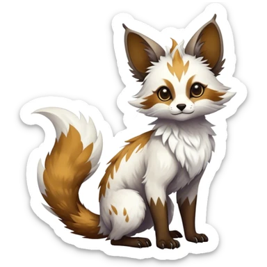 Epic Feral Rare Fantasy shiny cool fluffy Vernid-Trico-species-hybrid-animal by LiLaiRa, random markings, tufted tail, tufted ears, full body sticker