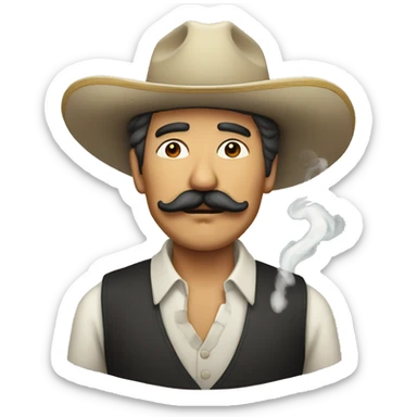 Middle aged Mexican man with mustache smoking a cigarette sticker