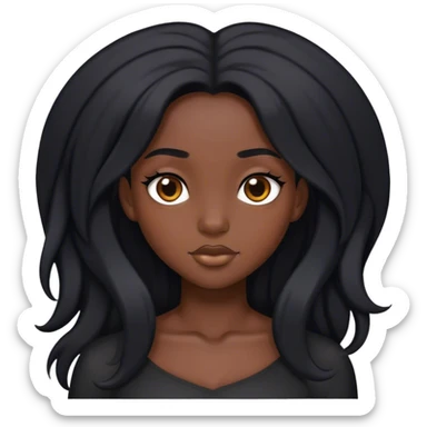 Long black hair black girl sticker