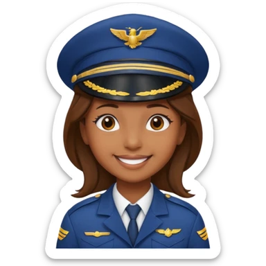 Young, brown skin, wearing pilot uniform include hat sticker