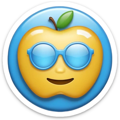 A glossy, three-dimensional emoji pin badge showing the text "TODOC". The font is modern, rounded, sans-serif, and colored in a professional medical blue. The badge has soft edges and reflections, in the style of Apple emojis. White background. sticker