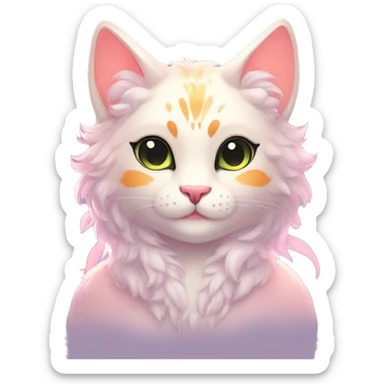 Kawaii bright fantasy ethereal anthro feline fursona animal creature sticker