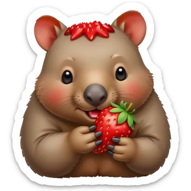 Cute wombat eating a strawberry  sticker