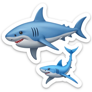 Un tiburón parado con zapatillas azules sticker