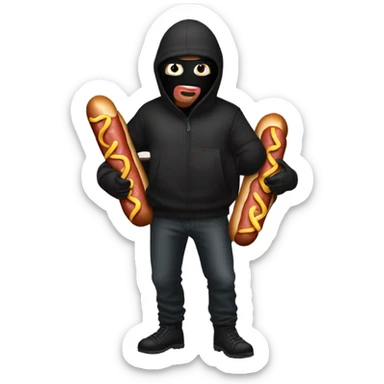 Burglar with sack full of hotdogs sticker