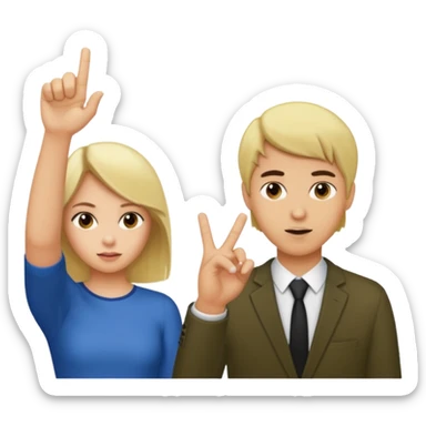 une fille blonde qui fait un doigt d'honneur a un mec brun parce qu'il vient de l'insulter sticker