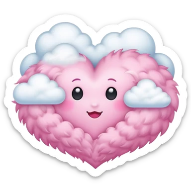 pink heart + cloud sticker