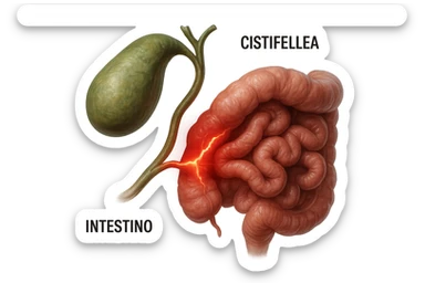 CISTIFELLEA E INTESTINO SONO COLLEGATI NEL DOLORE, iperrealistico 4k sticker