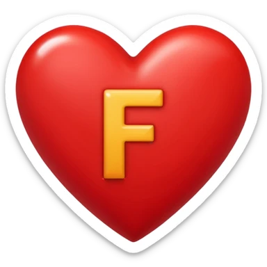 un corazon rojo con la letra f en el centro pero para un emoji sticker