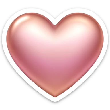 Rose gold heart with gradient pink tones, metallic texture sticker