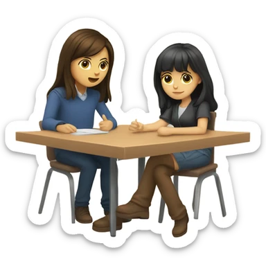 Brunette girl with bangs and brunette boy doing calculus sticker