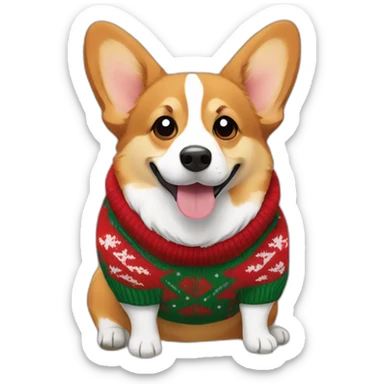 Corgi dog in ugly sweater  sticker