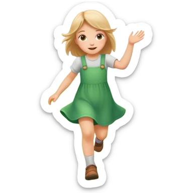 Little girl frolicking in a field with background sticker
