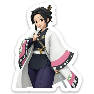 smiling girl with katana sticker