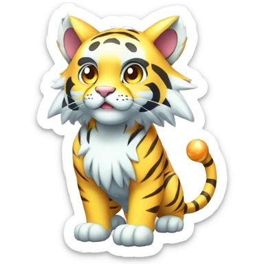 Colorful Shiny Kawaii Cute Celestial Tiger-Fakémon-Pokémon full body sticker