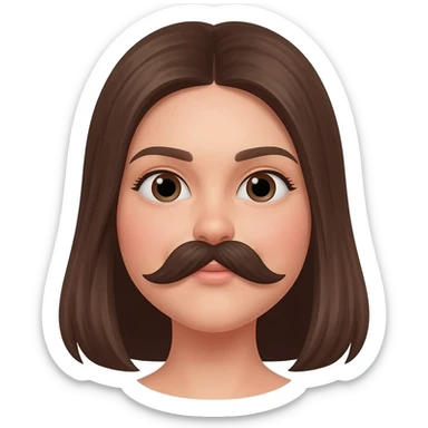 Girl with mustache sticker