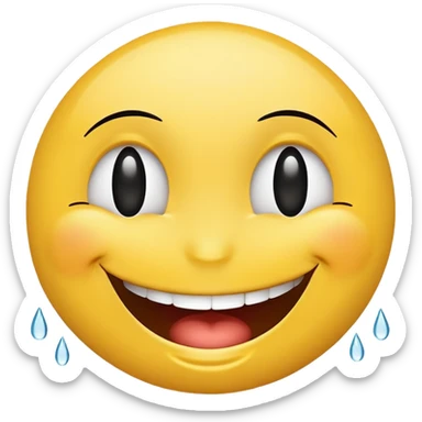 Make a laughing smiley with tears, where there will be eyelashes on the eyes sticker