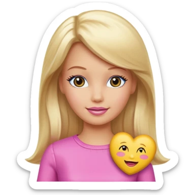 lav en barbie emoji med hjerteøjne sticker