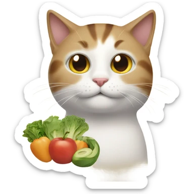 Cat with very healthy food sticker