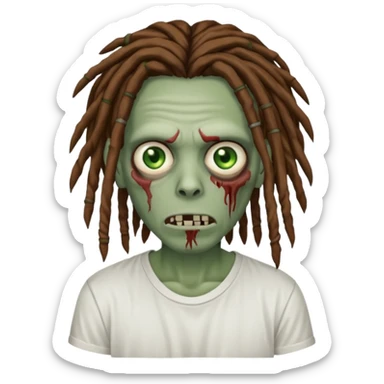 zombie with brown dreads white tee  sticker