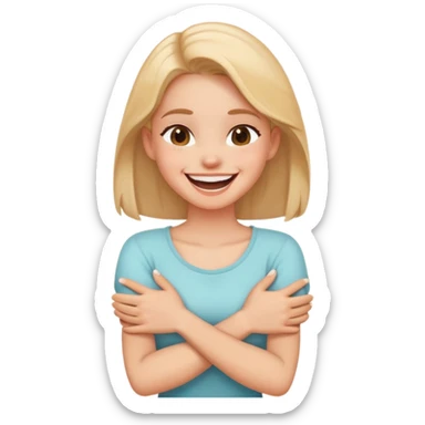 Arms crossed holding neck laughing girl sticker