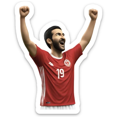 I'm honing a description of Arda Güler's goal celebration, noting his right hand on his chest and his left hand raised, mirroring the specified gesture. This aligns perfectly with known details. sticker