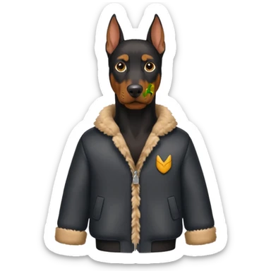 Doberman with clothes on sticker