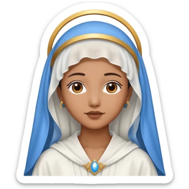 Nossa senhora das graças com manto branco e vel azul ,com áurea sticker