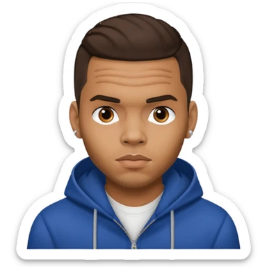 Chris Brown with dark brown hair sticker