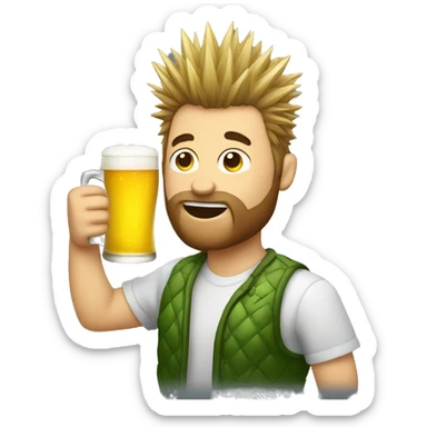 spiked hair guy drinking a beer  sticker