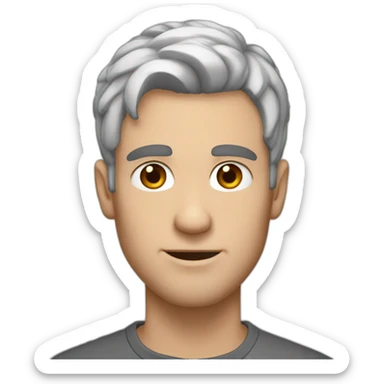 white guy tainted gray hair, brown eyebrows, mid 20s sticker