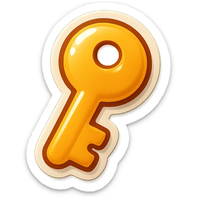 cartoon style sticker of a single key symbol, simple and clear, no text sticker