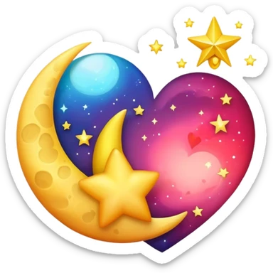 Make a emoji that is connected to moon stars heart  sticker