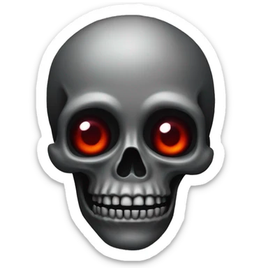 black skull no jawbone creepy red foggy eyes sticker