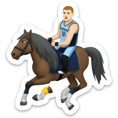 Nikola Jokic on the horse sticker
