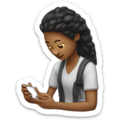 A student working with an iphone in class sticker