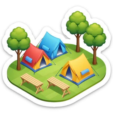 Tent vacation park isometric exterior sticker