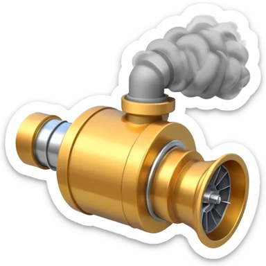 Emoji of a turbocharger blowing boost with cartoon smoke puffs sticker