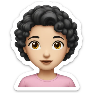 cute daughter with white skin and black hair sticker