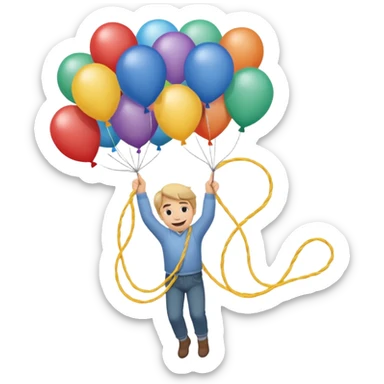 человек зацепился о шарик и летит  sticker