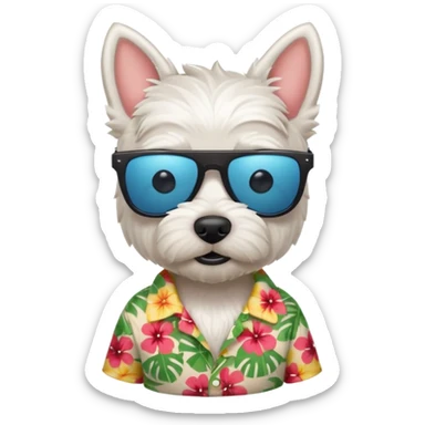Un westie con gli occhiali da sole e la camicia hawaiana  sticker