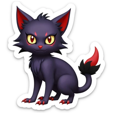 Vampiric feral emo dark Litten-Noibat-Fakémon-hybrid-creature (full body) sticker