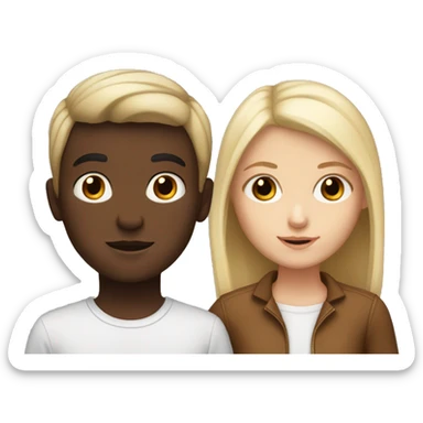 white boy and a white girl with brown skin kid sticker