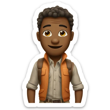 Prsnaggio arancione con vestiti marroni come ansia di inside out sticker