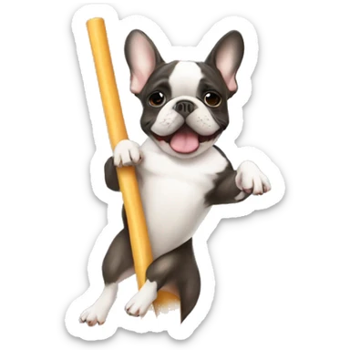 French bulldog sliding down a pole sticker