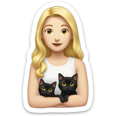 Blond White woman with five black cats sticker