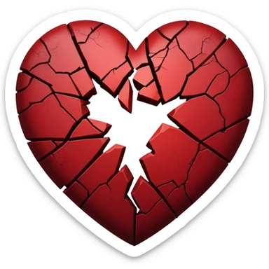 Broken dark red heart sticker