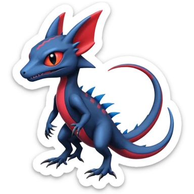 Colorful Dark edgy scary spooky cool badass realistic Heliolisk-Sneasel-Salandit-Cyclizar-Genesect-Pokémon, full body sticker