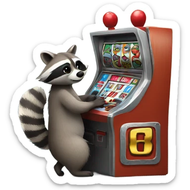 Raccoon playing a slot machine  sticker